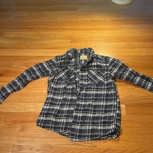 Blue and white plaid button down